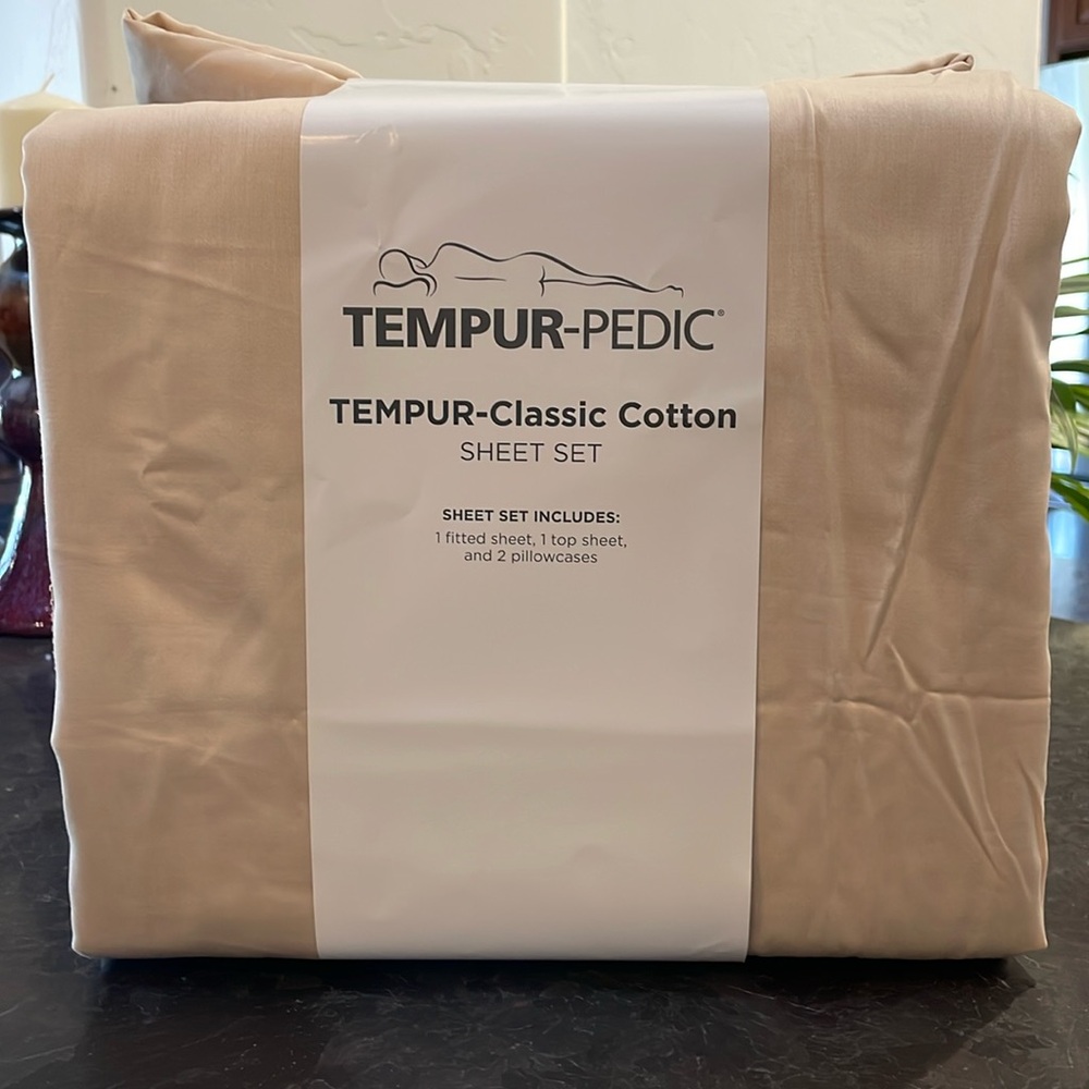 BRAND NEW-Tempur-Pedic Queen Size Classic Cotton Sheet Set-Sandstone
